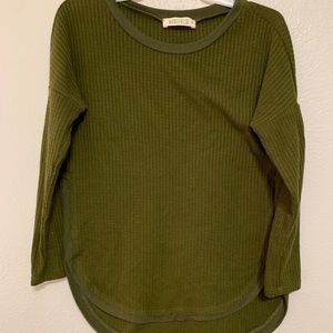 Olive green waffle knit top